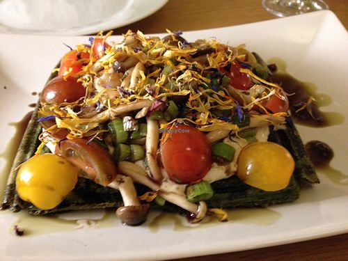 spinach waffle starter at Rizoma in Barcelona