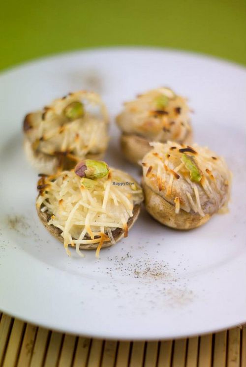 Mushrooms with cashew chesse at Rizoma in Barcelona