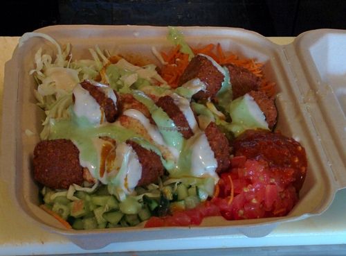 Delicious, filling falafel platter. at The Flying Falafel in San Francisco