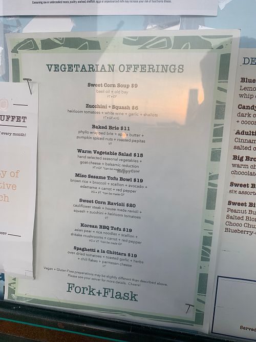 Separate vegetarian/ vegan menu, not listed on website  at The Fork and Flask at Nage in Rehoboth Beach