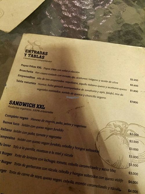 vegan menu part 1/2 at Oliva Pizzeria in Santiago