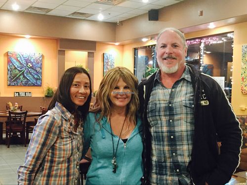 Cyndy (middle) the owner is a powerful co creator. she had a dream to own a vegan restaurant decades ago as a world famous poker champion. m at Violette's Vegan Organic Cafe and Juice Bar in Las Vegas