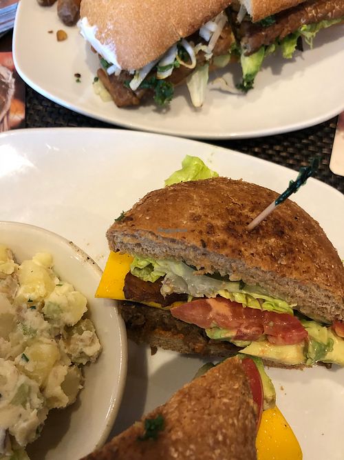 Awesome potato salad and burger at Violette's Vegan Organic Cafe and Juice Bar in Las Vegas