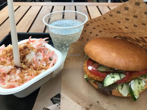 Schnitzel Burger with cole slaw at Swing Kitchen - Schottenfeldgasse in Vienna