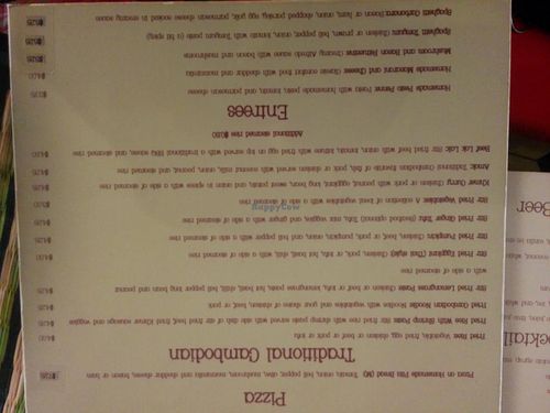 menu 1 at Joe to Go in Siem Reap