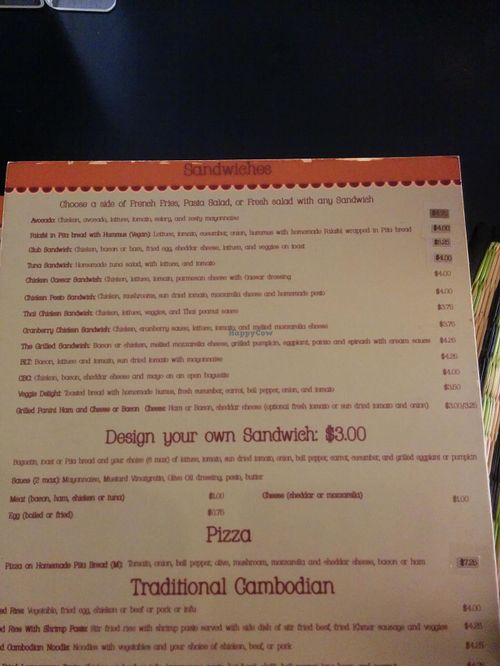 menu 2 at Joe to Go in Siem Reap