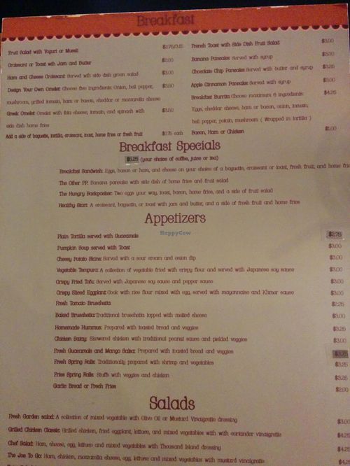 menu 3 at Joe to Go in Siem Reap