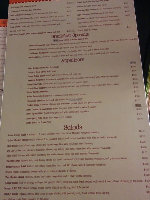 menu 4 at Joe to Go in Siem Reap