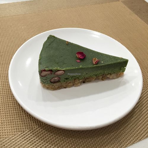 match + red bean cheeeese cake at Green Fresh Vegan Restaurant in New Territories