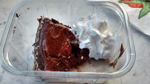 Chocolate-chili cake with Chantilly and vanilla cream at Femtopia in Stockholm