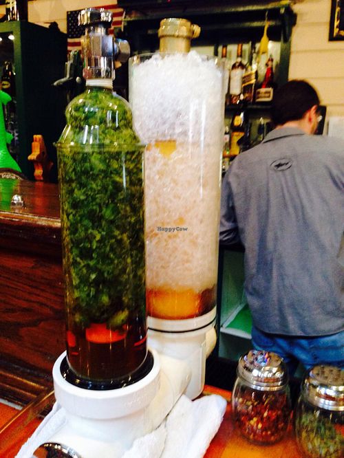 Monday & Friday beer goes through a randall for extra flavor. This was 90 minute ipa through cascade hops.  at Dogfish Head Brewing in Rehoboth Beach