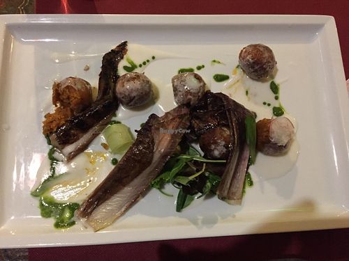 Lentil balls with coconut cream  at Rainbow Cafe in Rome