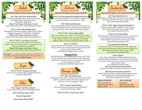 Lunch To Go Menu - Inside at Taste of Eden Bistro in Brandon