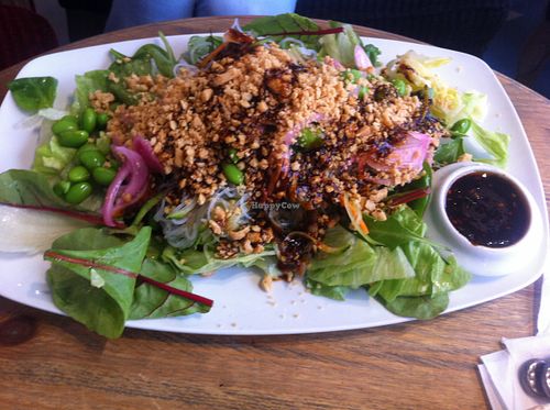 Large salad with beans and nuts, vegan at Satori in Malmo