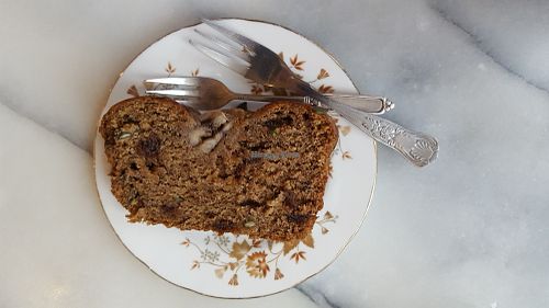 Banana bread with dates and pumpkin seeds (vegan) at Kitch in Canterbury
