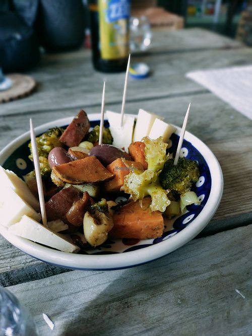 Roasted veggies and local cheese at Andriakon in Andros