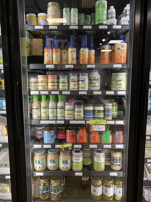 Vegan condiments at Homesteader Health Foods in Fort St John