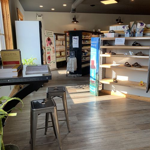 Shoe section at Homesteader Health Foods in Fort St John