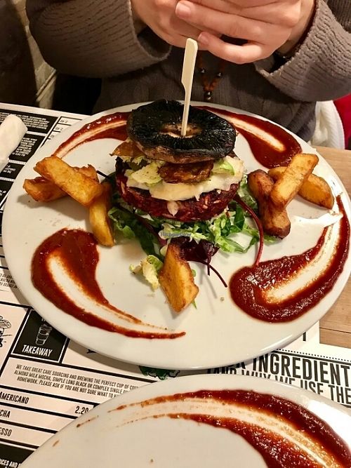 The beet burger :) at Offbeet in Wickham