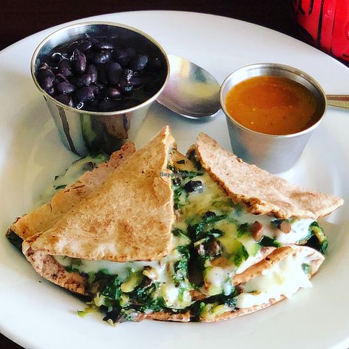 Quesadilla Small Course with vegan cheese and organic black beans at Un Solo Sol in Los Angeles