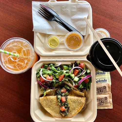 Frijolilla with House Salad, a Fruit Drink, and Organic Coffee  at Un Solo Sol in Los Angeles