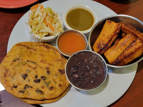 2 pupusa plate at Un Solo Sol in Los Angeles