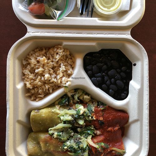 Green & Red Enchiladas to go!  at Un Solo Sol in Los Angeles