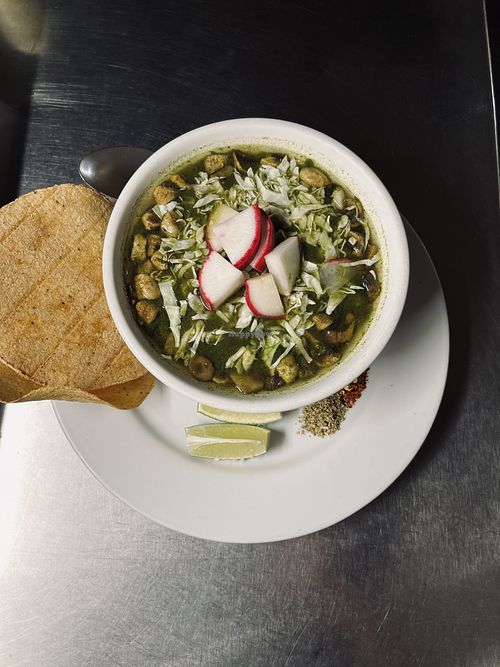 Green Pozole  at Un Solo Sol in Los Angeles