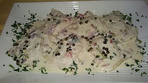 Hausgemachte Pasta mit 'Sahne'soße und grünem Pfeffer.  at La Passione in Worrstadt