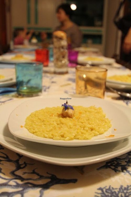 Saffron risotto, almond butter, orange zest at Spezialita Chef a Domicilio Roma in Rome
