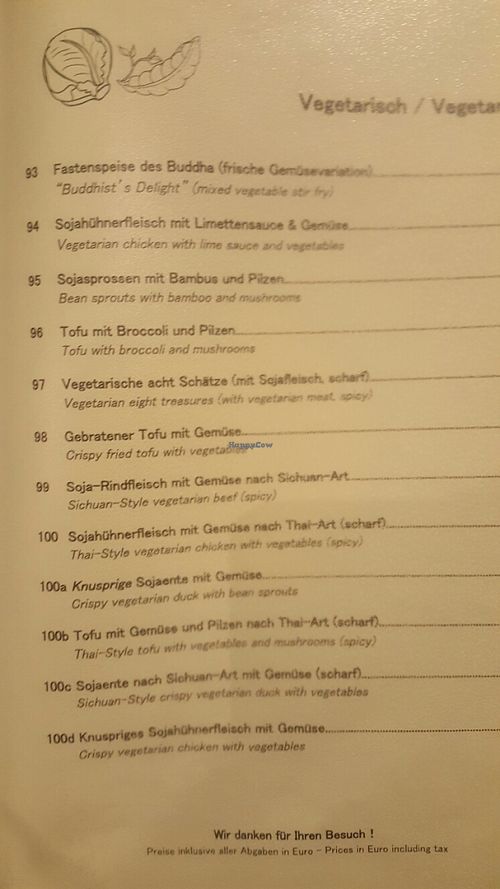 some of the vegan options at Asia Paradies in Vienna