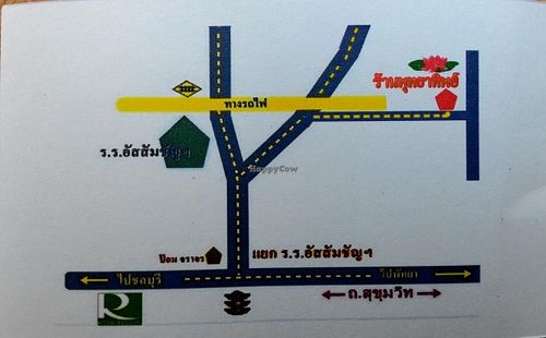 Driving instructions/Map (Thai) at Raan Budatip in Sri Racha