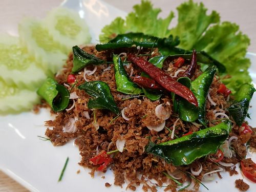 Salted fish larb (recommended) at Talalask - Rama 2 in Bangkok