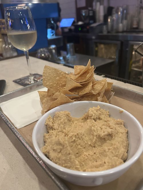 Hummus and chips (they ran out of cauliflower bites)  at Dory Deli in Newport Beach