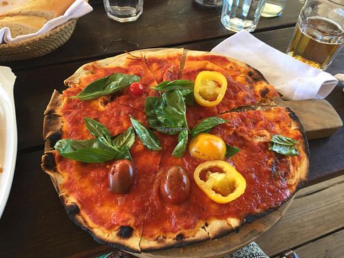 pizza without cheese at La Huella in Jose Ignacio