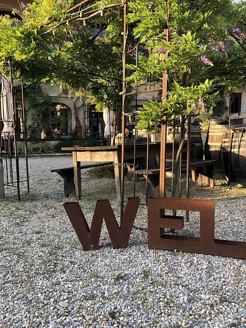 The inner courtyard  at Casa Scaparone in Alba