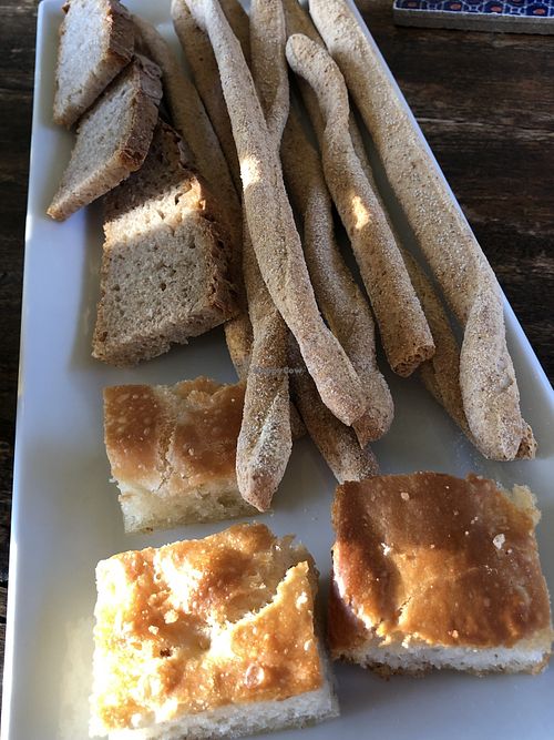 Homemade bread, focaccia, and grissini  at Casa Scaparone in Alba