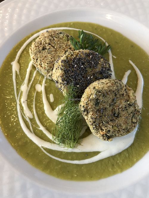 Homemade falafel and pea cream at Casa Scaparone in Alba