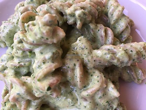 Pasta with pesto of hazelnuts and arugula  at Casa Scaparone in Alba