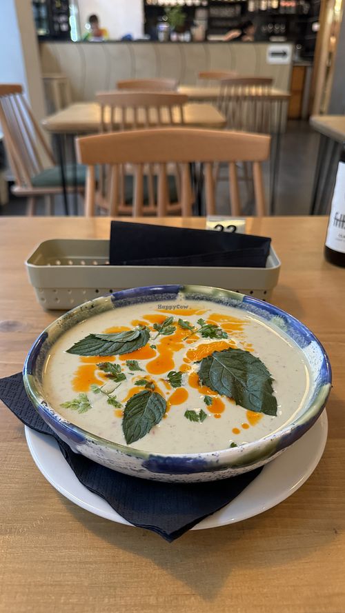 Cold soup, almost like gazpacho    at Lokal Vegan Bistro in Warsaw