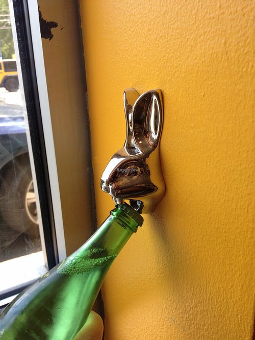 Even the bottle opener is a rabbit  at Rabbit Food Grocery in Austin
