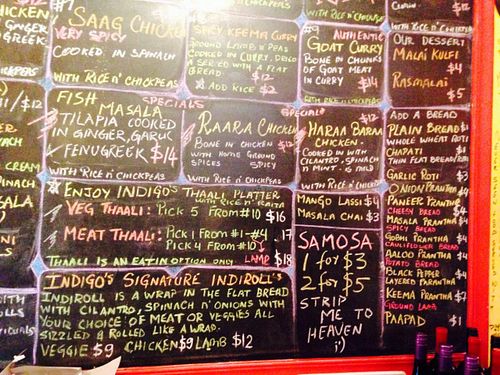 Menu board part 2 at Indigo in Washington