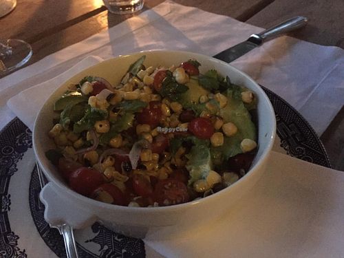 Salad with nice smoked juicy corn. at Garzon Restaurant in Garzon