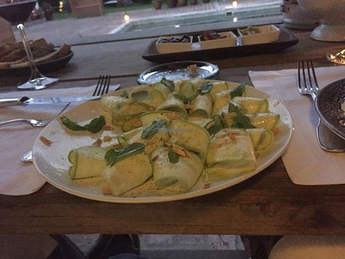 Zucchini salad with lemon and roasted nuts.  at Garzon Restaurant in Garzon