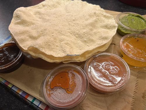 Popadoms and pickles   at Prashad in Bradford