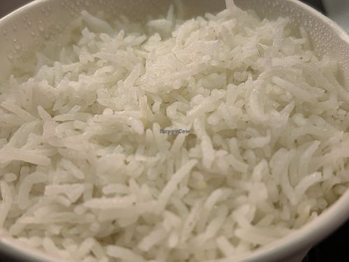 Fluffy boiled rice   at Prashad in Bradford
