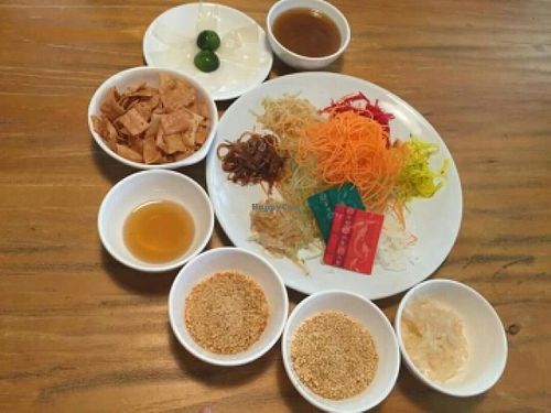 Louhei - salad with raw (mock) fish. only available during Chinese New Year at D'life 蔬食 - Commonwealth in West Singapore