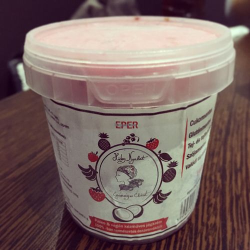 Strawberry ice cream! at 96 Zen Etterem in Budapest