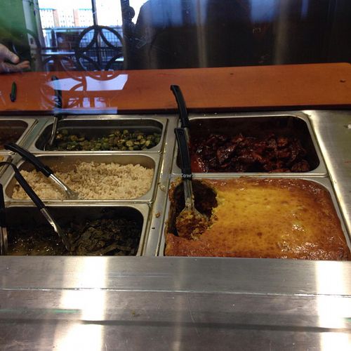 Hot bar choices at NuVegan in College Park