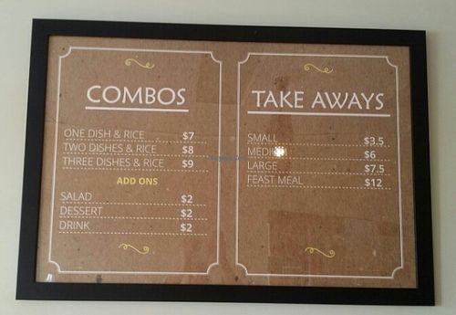 menu 1 at Hare Krishna Food For Life in Fortitude Valley